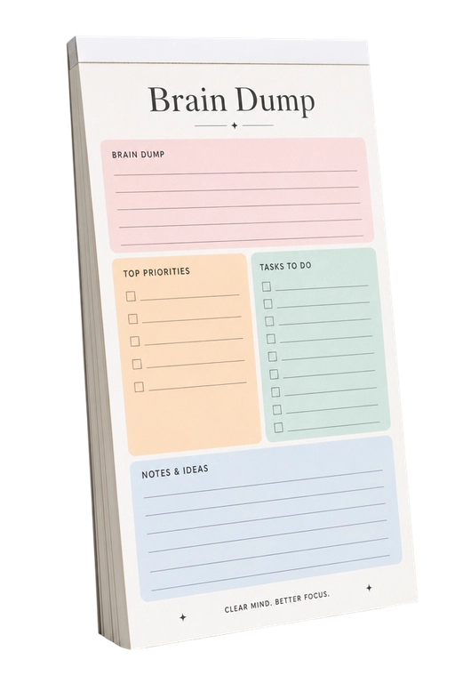 Brain dump notepad for releasing thoughts